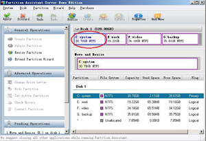 Partition resized