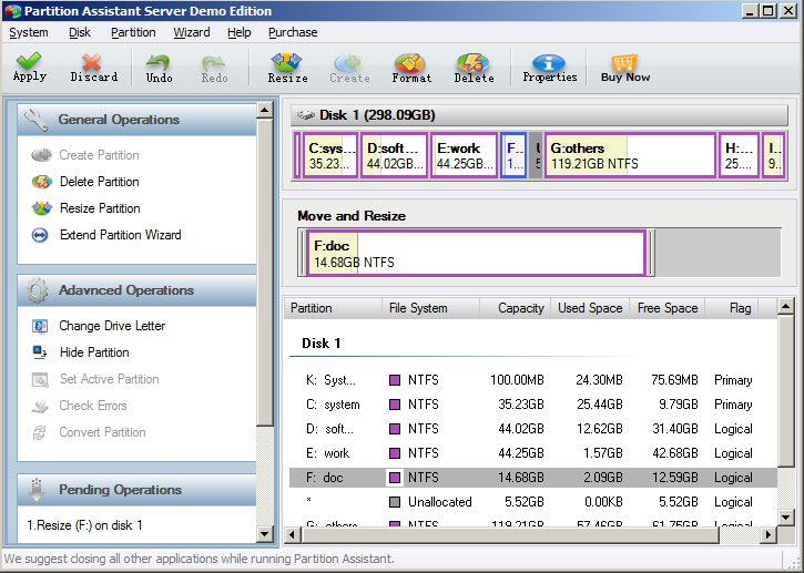 Screenshot for Partition Assistant Server 3.0